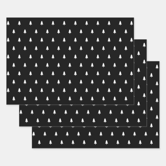 Zwarte en witte kerstboom inpakpapier vel (Set)