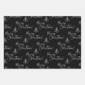 Zwarte en witte kerstboom inpakpapier vel (Voorkant)