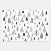 Zwarte en witte kerstboom inpakpapier vel (Voorkant 3)