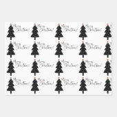 Zwarte en witte kerstboom inpakpapier vel (Voorkant 2)