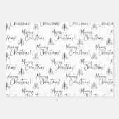 Zwarte en witte kerstboom inpakpapier vel (Voorkant)