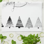 "Zwarte en witte kerstboom" keukenhanddoek (Gevouwen)