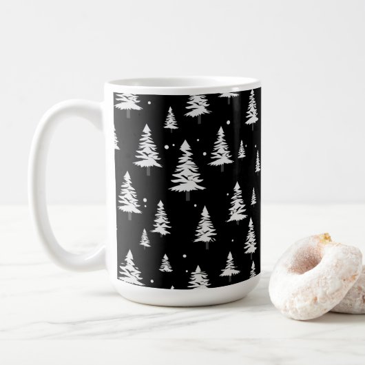 Zwarte en witte kerstboom koffiemok (Met donut)
