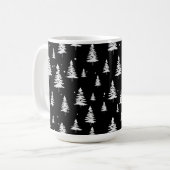 Zwarte en witte kerstboom koffiemok (Voorkant links)