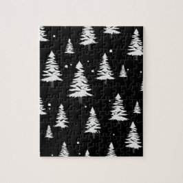Zwarte en witte kerstboom legpuzzel