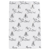 Zwarte en witte kerstboom medium cadeauzakje (Voorkant)