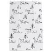 Zwarte en witte kerstboom medium cadeauzakje (Achterkant)