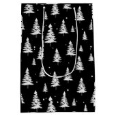 Zwarte en witte kerstboom medium cadeauzakje (Achterkant)