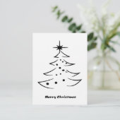 Zwarte en witte kerstboom met ster feestdagenkaart (Staand voorkant)
