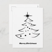 Zwarte en witte kerstboom met ster feestdagenkaart (Voorkant / Achterkant)