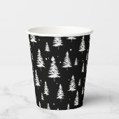 Zwarte en witte kerstboom papieren bekers (Achterkant)