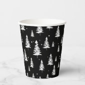 Zwarte en witte kerstboom papieren bekers (Voorkant)