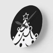 Zwarte en witte kerstboom ronde klok (Hoek)