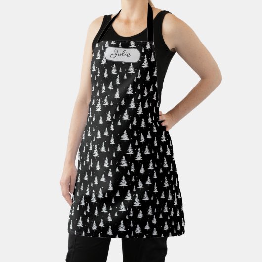 Zwarte en witte kerstboom schort (Insitu)
