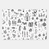 Zwarte en witte kerstboom Snowman Gift Inpakpapier Vel (Voorkant)