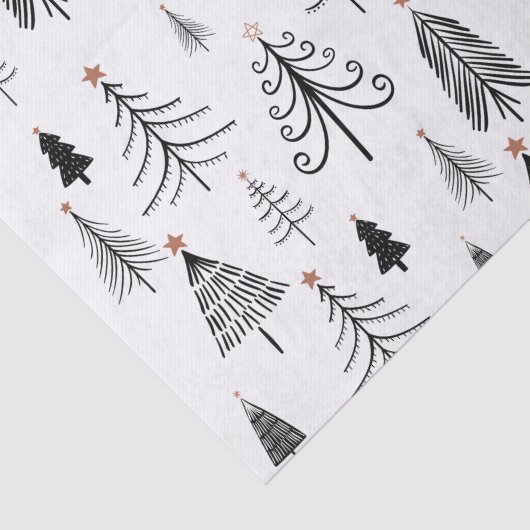 Zwarte en witte kerstboom tissuepapier (Detail)