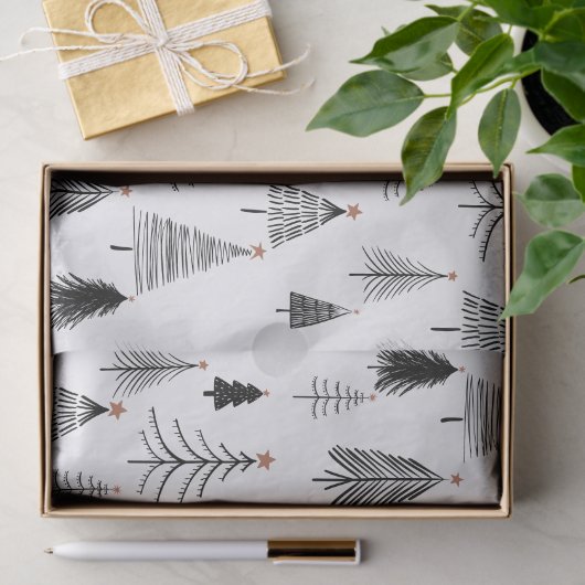 Zwarte en witte kerstboom tissuepapier (Geschenk)