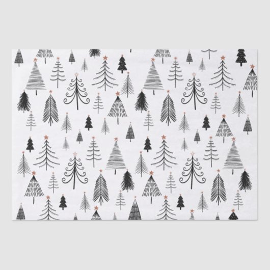 Zwarte en witte kerstboom tissuepapier (Voorkant)