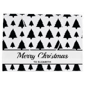 Zwarte en witte kerstboomstructuur en tekst groot cadeauzakje (Achterkant)