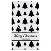 Zwarte en witte kerstboomstructuur en tekst klein cadeauzakje (Achterkant)