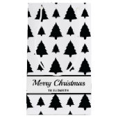 Zwarte en witte kerstboomstructuur en tekst klein cadeauzakje (Voorkant)