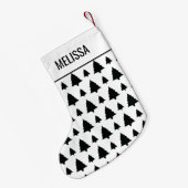 Zwarte en witte kerstboomstructuur en tekst kleine kerstsok (Achterkant (Hangend))