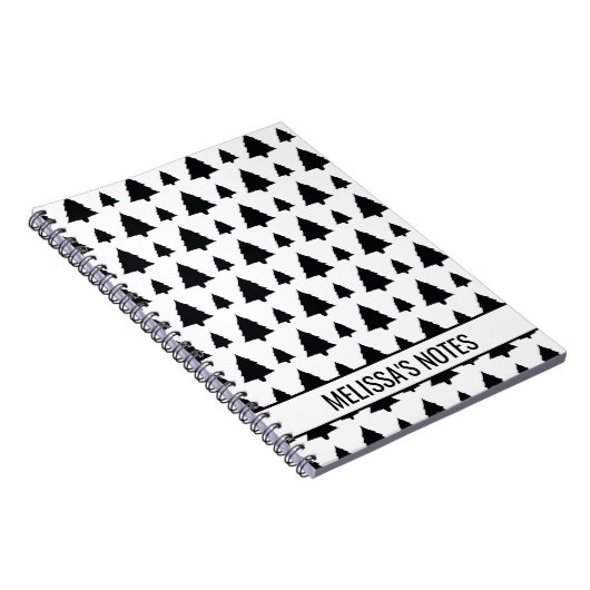 Zwarte en witte kerstboomstructuur en tekst notitieboek (Rechterzijde)