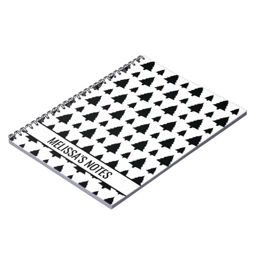 Zwarte en witte kerstboomstructuur en tekst notitieboek (Linkerzijde)