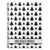 Zwarte en witte kerstboomstructuur en tekst notitieboek (Voorkant)