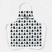 Zwarte en witte kerstboomstructuur en tekst schort (Voorkant)