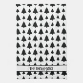 Zwarte en witte kerstboomstructuur en tekst theedoek (Verticaal)