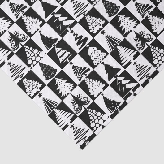 Zwarte en witte kerstboomvakantie tissuepapier (Detail)