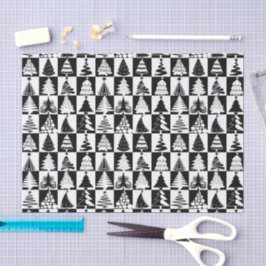 Zwarte en witte kerstboomvakantie tissuepapier