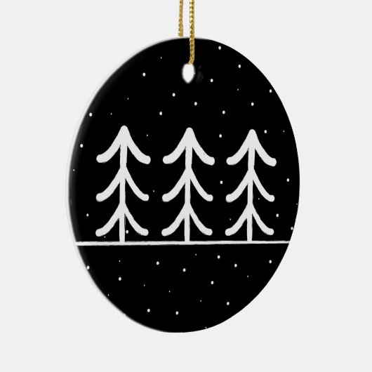 Zwarte en witte kerstboomversieringen keramisch ornament (Rechts)