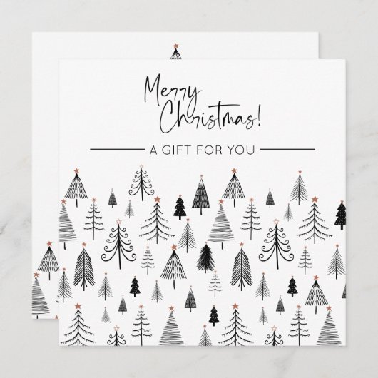 Zwarte en witte kerstcadeaubon (Voorkant / Achterkant)