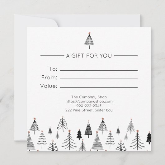 Zwarte en witte kerstcadeaubon (Achterkant)