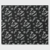 Zwarte en witte kerstcadeautjes en sneeuw cadeaupapier (Vlak)