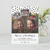 Zwarte en Witte Kerstfamilie 4 Fotocollage Feestdagenkaart (Staand voorkant)