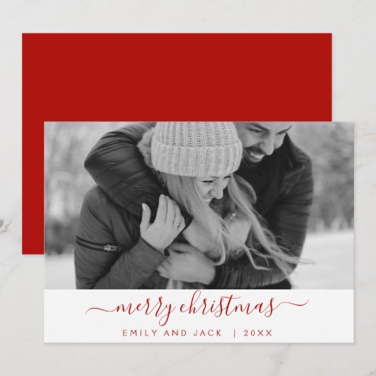 Zwarte en witte kerstfeestdag fotokaart feestdagenkaart (Voorkant / Achterkant)