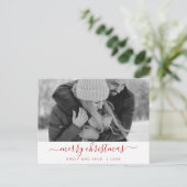 Zwarte en witte kerstfeestdag fotokaart feestdagenkaart (Staand voorkant)