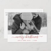 Zwarte en witte kerstfeestdag fotokaart feestdagenkaart (Voorkant / Achterkant)
