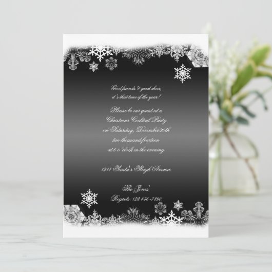 Zwarte en witte kerstfeestdag kaart (Staand voorkant)