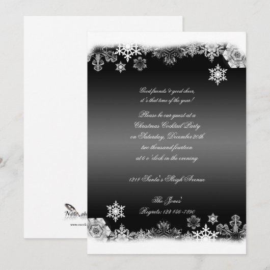 Zwarte en witte kerstfeestdag kaart (Voorkant / Achterkant)