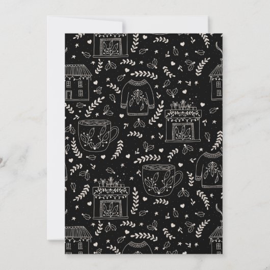 Zwarte en witte kerstfeestdag kaart (Achterkant)