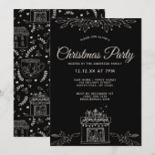 Zwarte en witte kerstfeestdag kaart (Voorkant / Achterkant)