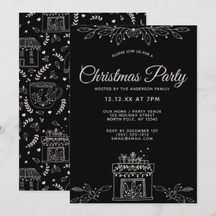 Zwarte en witte kerstfeestdag kaart