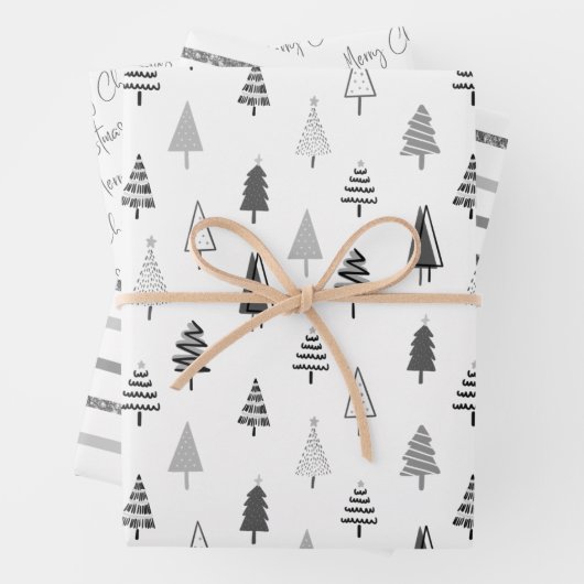 Zwarte en witte kerstFeestdagen Inpakpapier Vel (In situ)