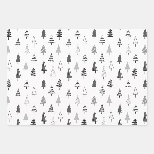 Zwarte en witte kerstFeestdagen Inpakpapier Vel (Voorkant)