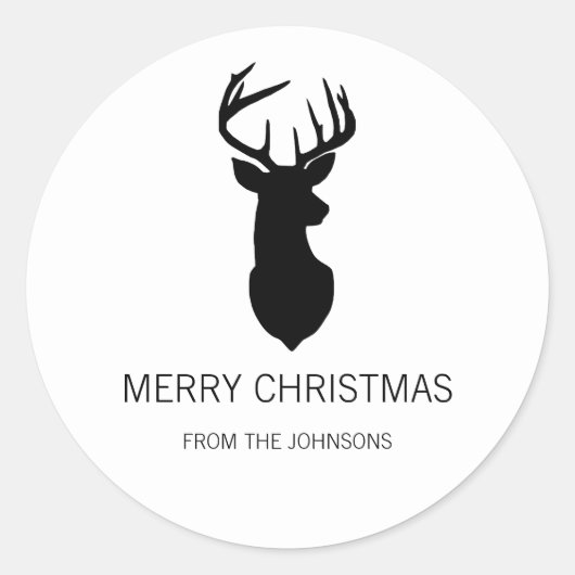 Zwarte en witte kerstfeestdroer ronde sticker (Voorkant)