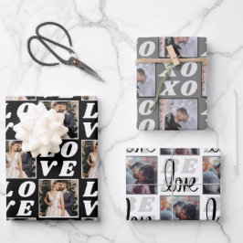 Zwarte en witte kerstfoto 3 Cadeaus Inpakpapier Vel